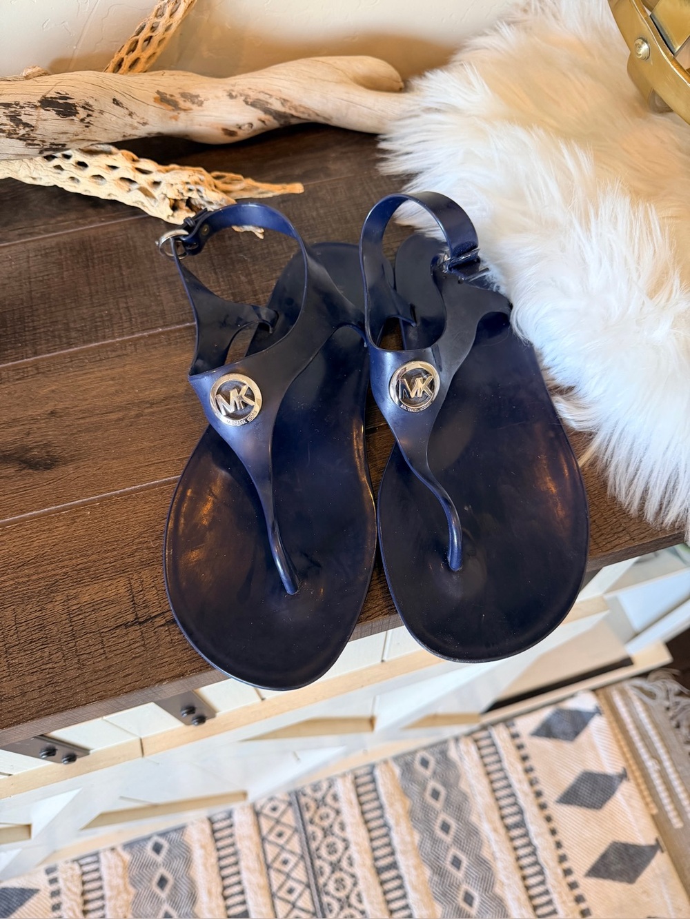 Michael Kors Navy Blue Jelly Sandals Womens Size 9